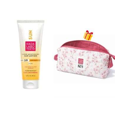 HADA LABO OFFRE SUPER MOISTRIZER SUN LOTION SPF50 200 ML + TROUSSE OFFERTE