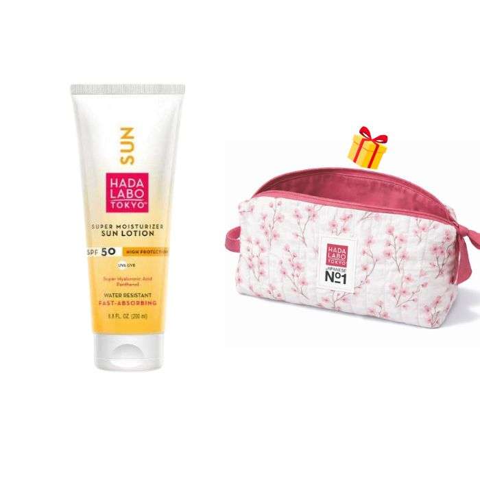 HADA LABO OFFRE SUPER MOISTRIZER SUN LOTION SPF50 200 ML + TROUSSE OFFERTE