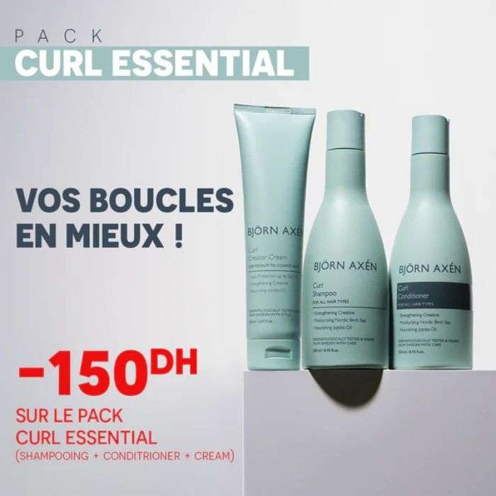 BJORN AXEN PACK CURL ESSENTIAL SHAMPOO + CONDITIONER + CREAM