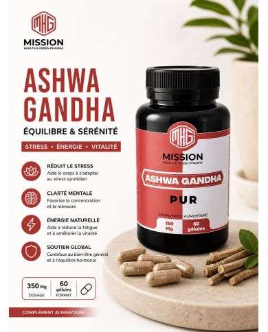 MISSION HEALTH AND GREEN PHARMA ASHWAGANDHA PUR 350 MG 60 GELULES