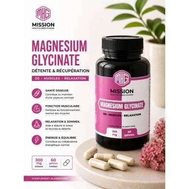MISSION HEALTH AND GREEN PHARMA MAGNESIUM GLYCINATE 60 GELULES 300 MG