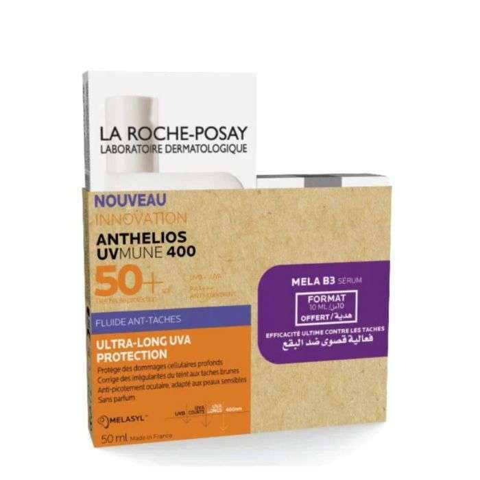 LA ROCHE POSAY OFFRE ANTHELIOS UVMUNE 400 FLUIDE ANTI TACHES SPF50+ 50 ML + SERUM MELA B3 10 ML OFFERT