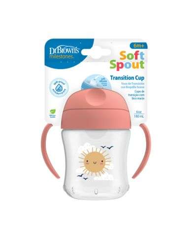 DR BROWNS GOBLET TRANSITION AVEC POIGNEES SOFT SPOUT 6 MOIS + 180 ML