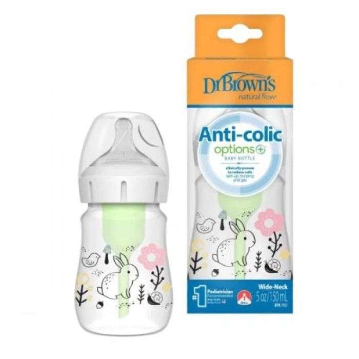 DR BROWN BIBERON ANTI COLIC OPTION + WIDE NECK 150 ML LAPIN DES BOIS