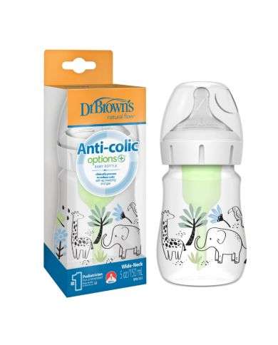 DR BROWNS BIBERON ANTI COLIC OPTION + WIDE NECK 150 ML ELEPHANT DE LA JUNGLE