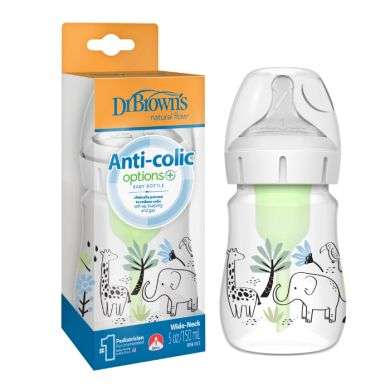 DR BROWN BIBERON ANTI COLIC OPTION + WIDE NECK 150 ML ELEPHANT DE LA JUNGLE