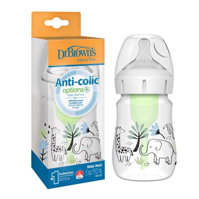 DR BROWN BIBERON ANTI COLIC OPTION + WIDE NECK 150 ML ELEPHANT DE LA JUNGLE