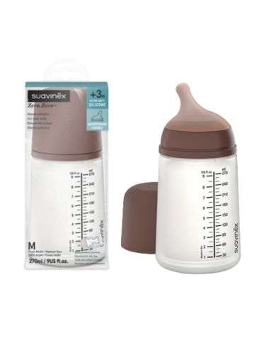 SUAVINEX ZERO ZERO BIBERON ULTRA SOFT SILICONE 04 DEEP TONE M DEBIT MOYEN 270 ML