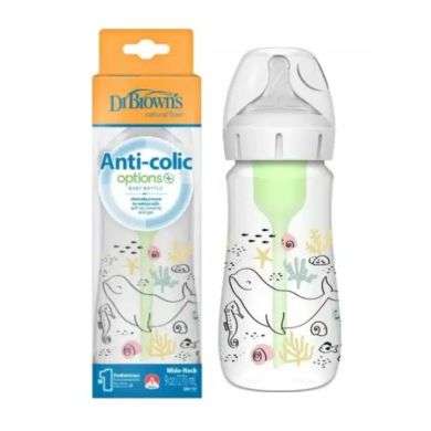 DR BROWN BIBERON ANTI COLIC OPTION+ WIDE NECK 270 ML BALEINE