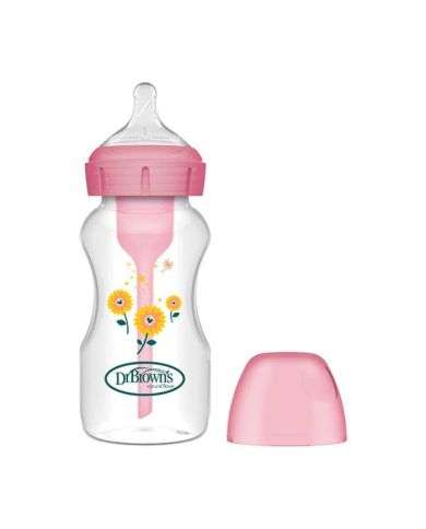 DR BROWNS BIBERON ANTI COLIC OPTION+ 0 MOIS+ PINK FLORAL STARBURST 270 ML