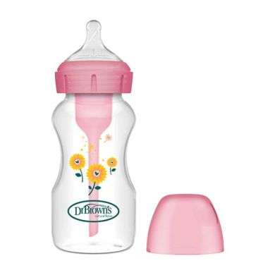 DR BROWN BIBERON ANTI COLIC OPTION+ 0 MOIS+ PINK FLORAL STARBURST 270 ML