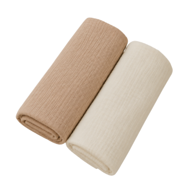 LINETTE PACK DE 2 LANGES LINETTE GAZ DE COTON TEDDY / BLANC CASSE