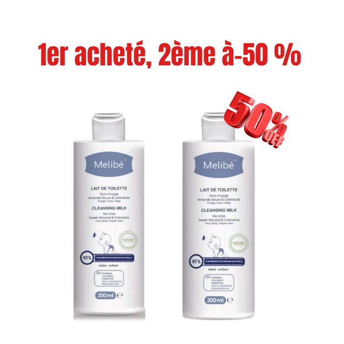 MELIBE OFFRE LAIT DE TOILETTE SANS RINCAGE 200 ML + 2EME A-50%