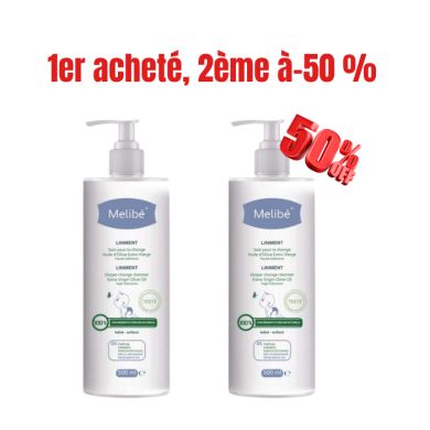 MELIBE OFFRE LINIMENT SOIN POUR LE CHANGE 500 ML + 2 EME A -50%