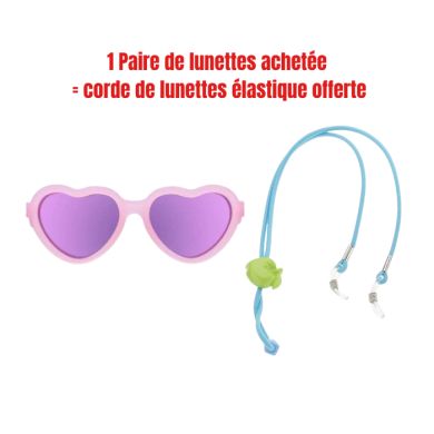 BABIATORS OFFRE LUNETTE SOLAIRE POLARIZED COEURS VERRES MIROIR VIOLETTES AGE 0-2 ANS +CORDE DE LUNETTES OFFERTE