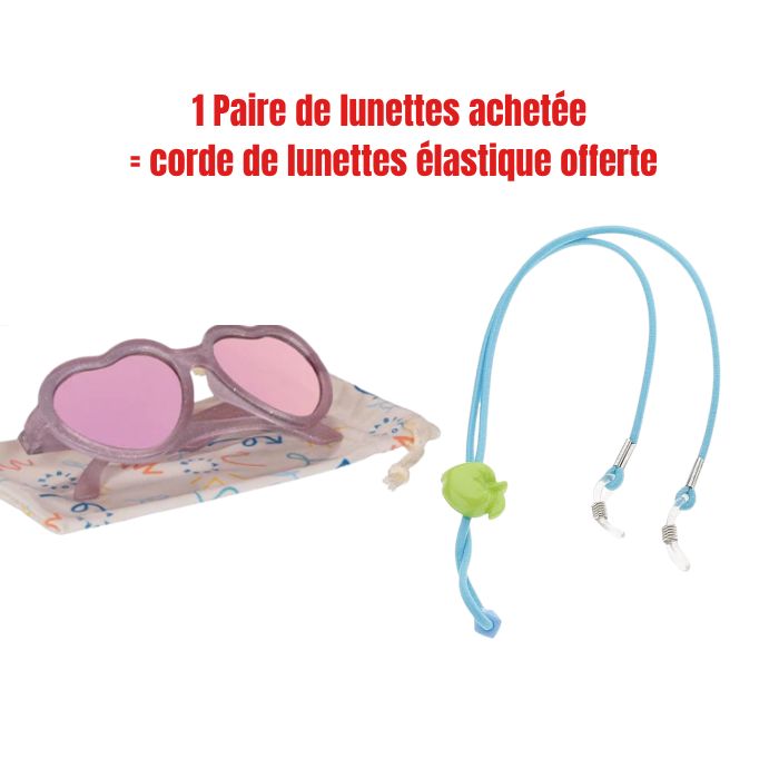 BABIATORS OFFRE LUNETTE SOLAIRE ORIGINALS HEART SPARKLE SQUAD VERRES MIROIR LAVANDE AGE 6 ANS+CORDE DE LUNETTES OFFERTE