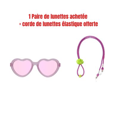 BABIATORS OFFRE LUNETTE SOLAIRE ORIGINALS COEURS VERRES MIROIR VIOLETTES AGE 0-2 ANS SPARKLE SQUAD +CORDE DE LUNETTES OFFERTE