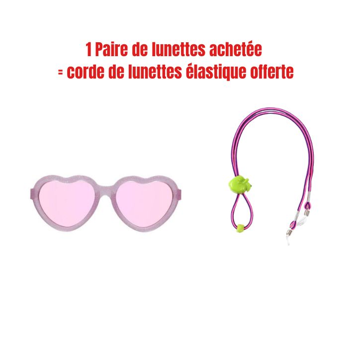BABIATORS OFFRE LUNETTE SOLAIRE ORIGINALS COEURS VERRES MIROIR VIOLETTES AGE 0-2 ANS SPARKLE SQUAD +CORDE DE LUNETTES OFFERTE