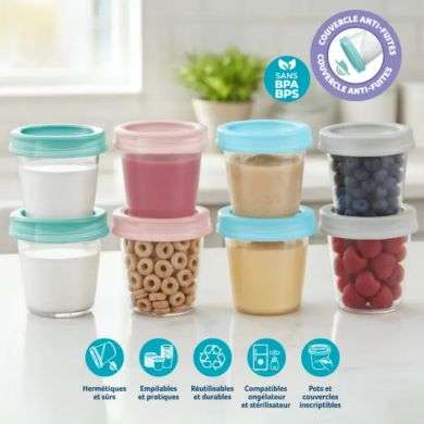 MAMMIA POTS DE CONSERVATION POUR LAIT MATERNEL ET REPAS DE BEBE