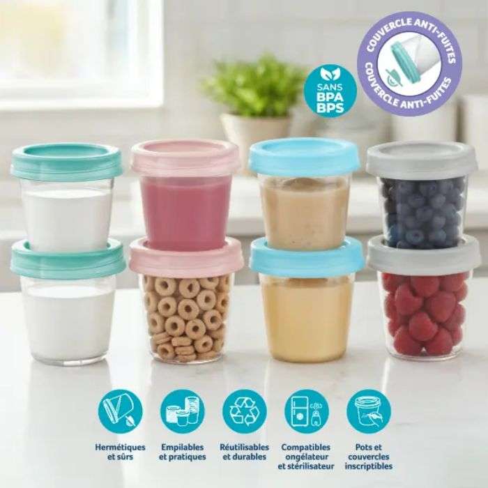 MAMMIA POTS DE CONSERVATION POUR LAIT MATERNEL ET REPAS DE BEBE