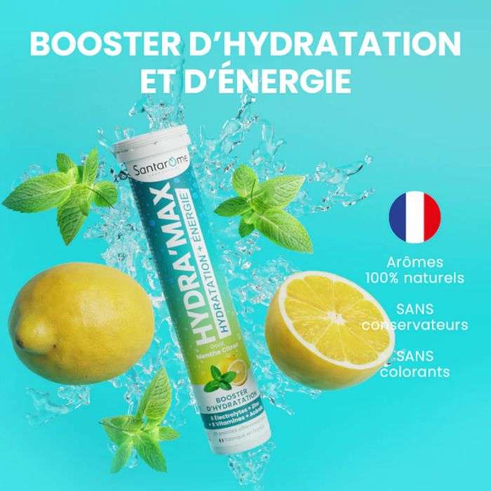 SANTAROME HYDRA MAX GOUT MENTHE CITRON 20 PASTILLES EFFERVESCENTES