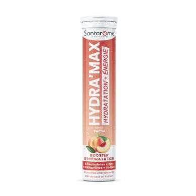 SANTAROME HYDRA MAX HYDRATATION + ENERGIE GOUT PECHE 20 PASTILLES EFFERVESCENTES