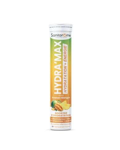 SANTAROME HYDRA MAX HYDRATATION + ENERGIE GOUT ANANAS MANGUE 20 PASTILLES