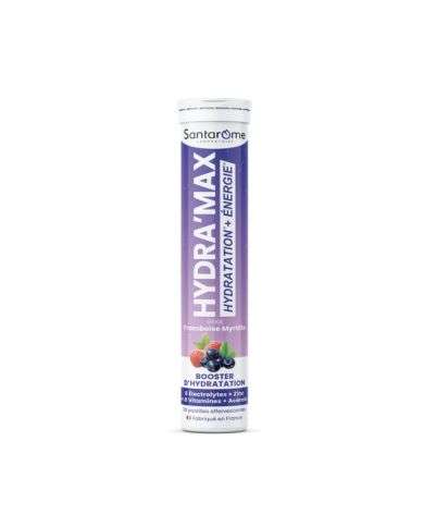 SANTAROME HYDRA MAX HYDRATATION + ENERGIE GOUT FRAMBOISE MYRTILLE 20 PASTILLES