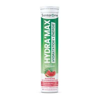SANTAROME HYDRA MAX HYDRATATION + ENERGIE GOUT PASTEQUE 20 PASTILLES EFFERVESCENTES