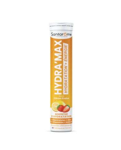 SANTAROME HYDRA MAX HYDRATATION + ENERGIE GOUT CITRON FRAISE 20 PASTILLES