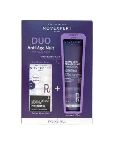 NOVEXPERT COFFRET DOUBLE SERUM BOOSTER PRO RETINOL 30ML + BAUME DEMAQUILLANT 150ML OFFERT