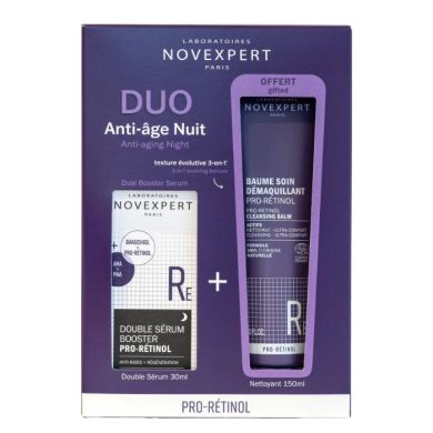 NOVEXPERT COFFRET DOUBLE SERUM BOOSTER PRO RETINOL 30ML + BAUME DEMAQUILLANT 150ML OFFERT