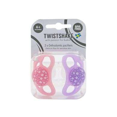 TWISTSHAKE SUCETTES ORTHODONTIQUE LOT DE 2 0-6 MOIS BPA FREE ROSE ET MAUVE