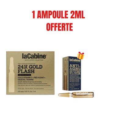 LA CABINE OFFRE 24K GOLD FLASH 10 AMPOULES 2ML + AMPOULE VIT C 2ML OFFERTE