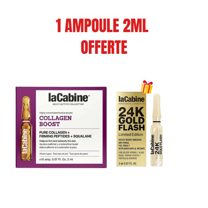 LA CABINE OFFRE COLLAGEN BOOST 10 AMPOULES 2ML + AMPOULE 24K GOLD 2ML OFFERTE