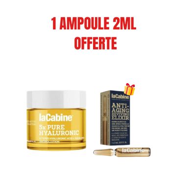 LA CABINE OFFRE 5X PURE HYALURONIC CREME 50 ML + AMPOULE ANTI AGING 2ML OFFERTE