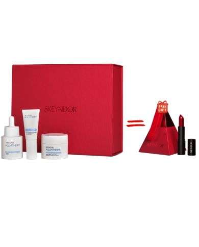SKEYNDOR COFFRET CADEAU AQUATHERM HYDRATATION ET CONFORT POUR LES PEAUX SENSIBLES + ROUGE A LEVRE OFFERT