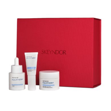 SKEYNDOR COFFRET DE NOEL AQUATHERM HYDRATATION ET CONFORT POUR LES PEAUX SENSIBLES + ROUGE A LEVRE OFFERT