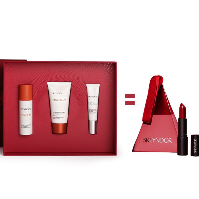 SKEYNDOR COFFRET CADEAU POWER C+ECLAT ENERGIE ET JEUNESSE +ROUGE A LEVRE OFFERT