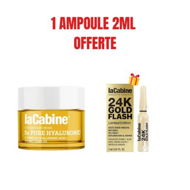 LA CABINE OFFRE 5X PURE HYALURONIC CREME CONTOUR YEUX 15 ML + AMPOULE 24K GOLD 2ML OFFERTE