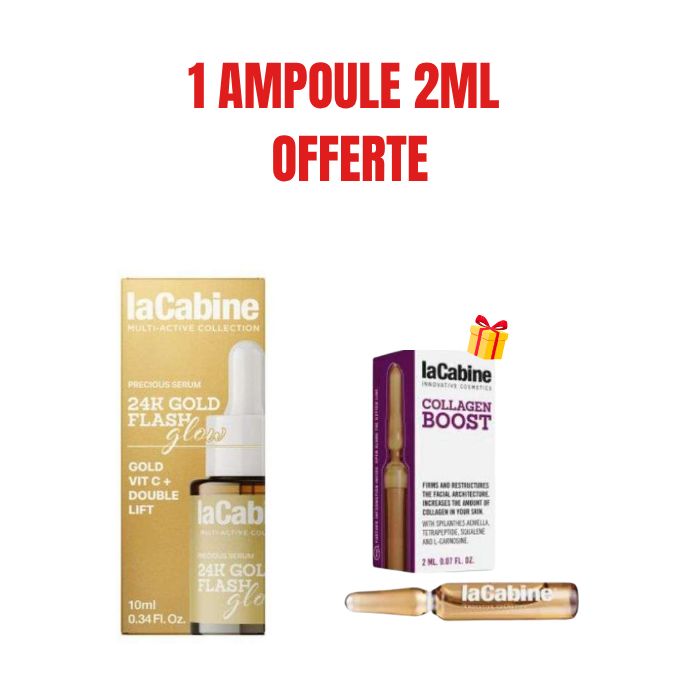LA CABINE OFFRE 24K GOLD FLASH GLOW SERUM 10 ML + AMPOULE COLLAGEN BOOST 2 ML OFFERTE