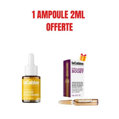 LA CABINE OFFRE 5X PURE HYALURONIC AMPOULE EN SERUM 10 ML + AMPOULE COLLAGEN BOOST 2ML OFFERTE