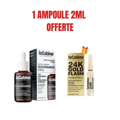 LA CABINE OFFRE NIACINAMIDE PRO 20% AMPOULE EN SERUM 30ML + AMPOULE 24K GOLD FLASH 2 ML OFFERTE