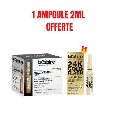 LA CABINE OFFRE NIACINAMIDE PRO 20% AMPOULES 2MLX10 + AMPOULE 24K GOLD FLASH 2 ML OFFERTE