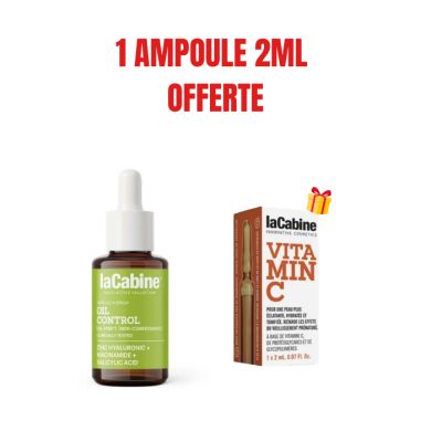 LA CABINE OFFRE OIL CONTROL AMPOULE SERUM 30 ML + AMPOULE VITAMINE C 2ML OFFERTE