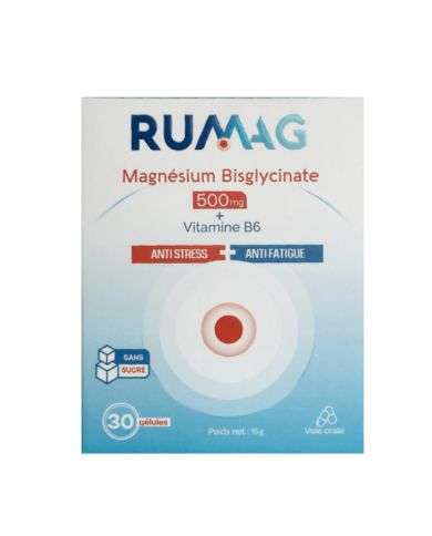 RUMAG MAGNESIUM BISGLYCINATE 500MG + VITAMINE B6 30 GELULES