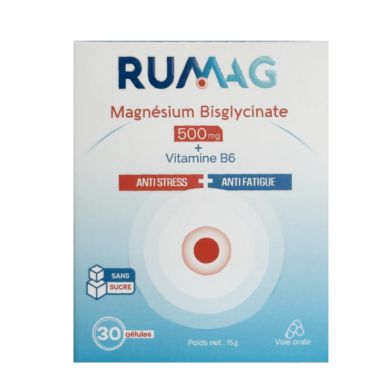 RUMAG MAGNESIUM BISGLYCINATE 500MG + VITAMINE B6 30 GELULES