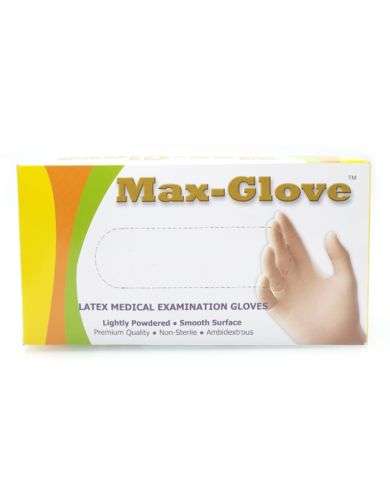 MAX GLOVE GANTS D EXAMEN MEDICAUX EN LATEX PAQUET DE 100