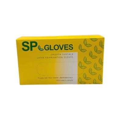 SP GLOVES SMOOTH SURFACE LATEX EXAMINATION GLOVES 100 UNITES