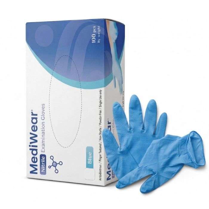 MEDIWEAR NITRILE GANTS D EXAMINATION M BLUE 100 UNITES